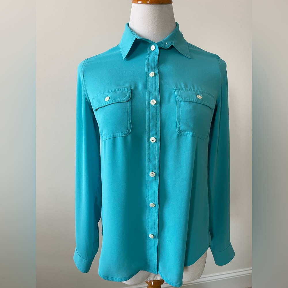 Bright blue LOFT blouse shirt